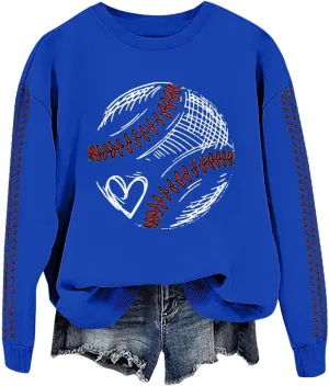 Baseball Sweatshirt for Womens 2025 Long Sleeve Comfy Baseball Shirts Softball Crewneck Graphic Pullover Top