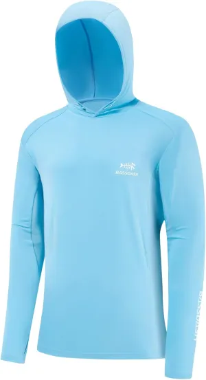 BASSDASH Mens UPF 50  Drawstring Fishing Hoodie Shirts UV Sun Protection Long Sleeve Outdoor Hiking Hooded T-Shirts FS33M