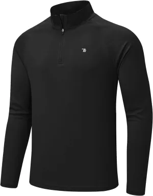 BGOWATU Men's Hiking Shirts Long Sleeve Sun Shirts UPF 50  Quarter Zip Pullover Quick Dry Rash Guard