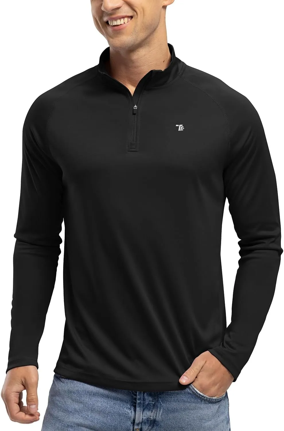 BGOWATU Men's Hiking Shirts Long Sleeve Sun Shirts UPF 50  Quarter Zip Pullover Quick Dry Rash Guard