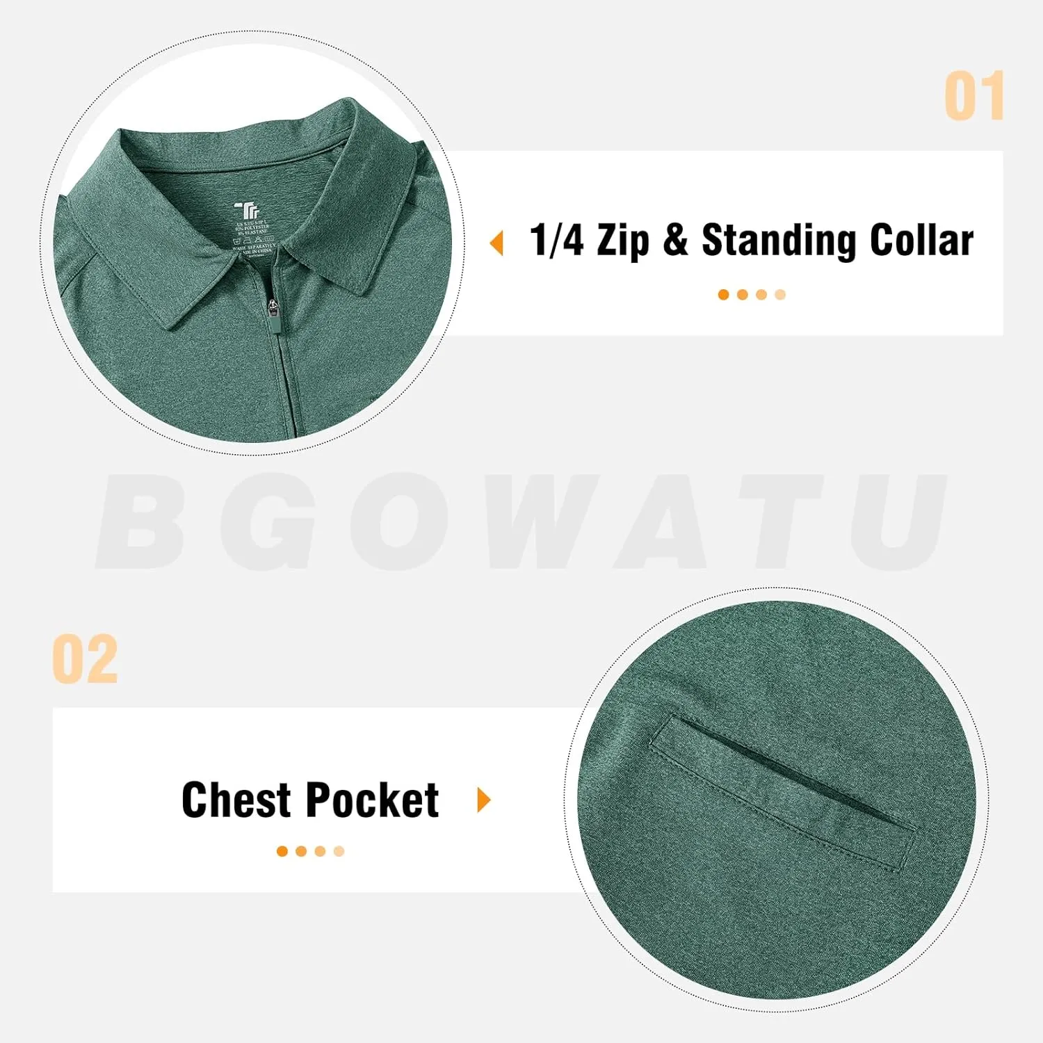 BGOWATU Women's Short Sleeve Golf Polo Shirts 1/4 Zip Tennis Tops Collared T-Shirts UV Protection Quick Dry