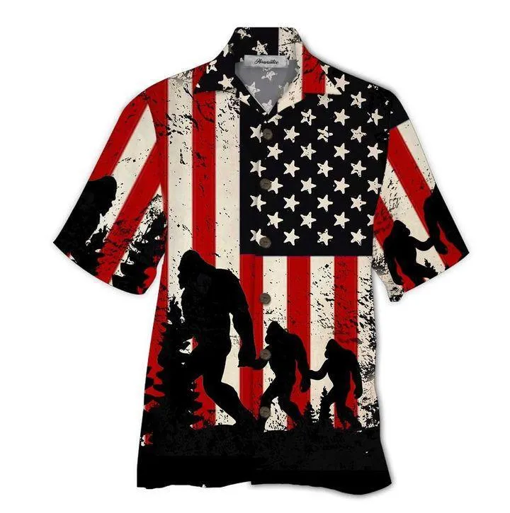 Bigfoot Activities In Vacation American Flag Aloha Hawaiian Shirts For Men and Women