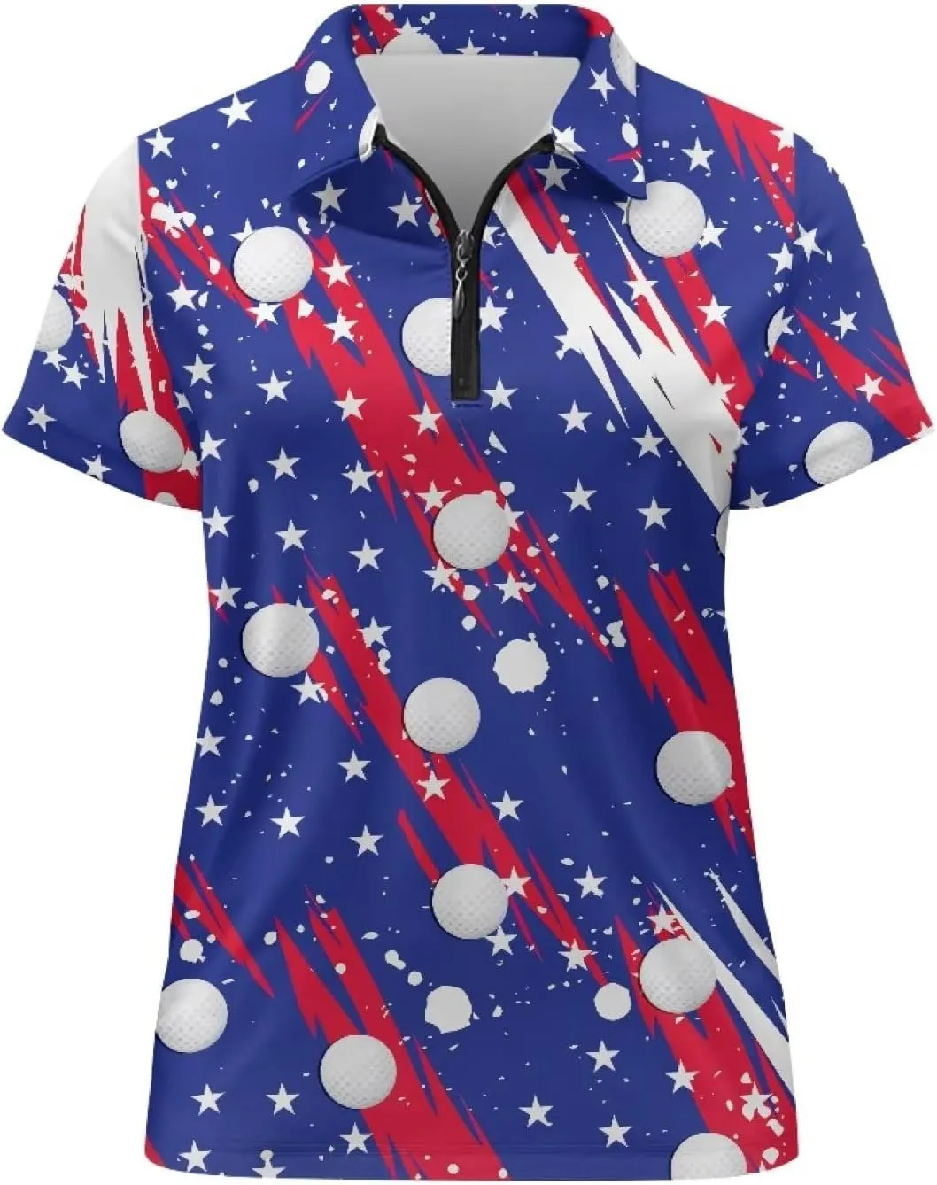 Biyejit Womens Golf Polo Shirts 1/4 Zip Up Short Sleeve Quick Dry Workout Tops Sun Protection Tennis Shirts Slim Fit