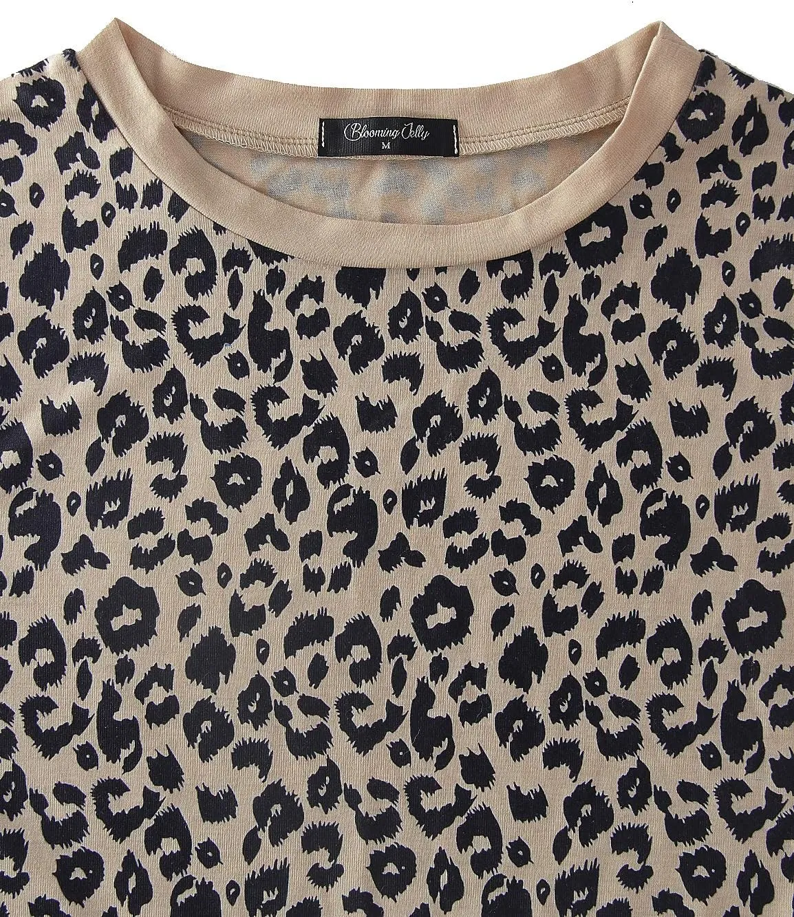 Blooming Jelly Womens Leopard Print Tops Short Sleeve Round Neck Casual T Shirts Tees