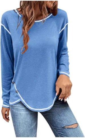 Blouses for Women Dressy Casual Long Sleeve Solid Pullover Side Split Fall Fashion Shirts 2024 Trending Now Tops