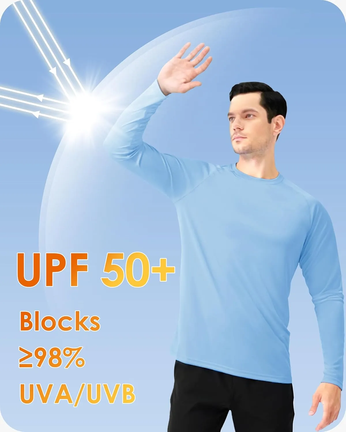 Boladeci Men's UPF 50  Sun Protection UV SPF Shirts Long Sleeve Lightweight Quick Dry Swim T-Shirts Rash Guard
