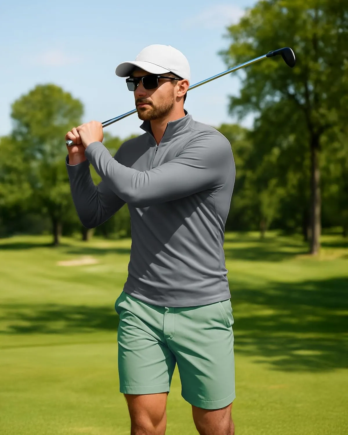 Boladeci Men's UPF 50  Sun Shirts 1/4 Zip Long Sleeve SPF UV Protection Lightweight Quick Dry Quarter Zip Golf Shirts