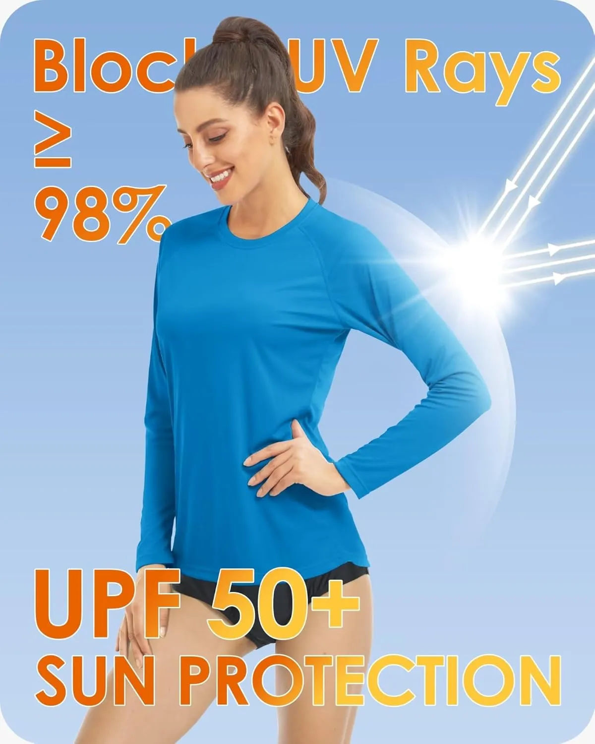 Boladeci Women's Sun Shirts UPF 50  UV Protection Rash Guard Long Sleeve Swim Shirts Quick Dry Lightweight Workout Tops