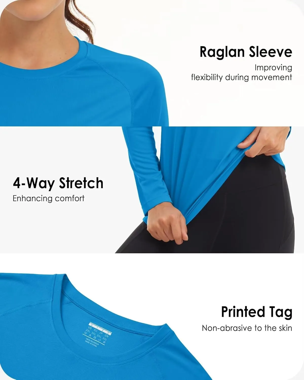 Boladeci Women's Sun Shirts UPF 50  UV Protection Rash Guard Long Sleeve Swim Shirts Quick Dry Lightweight Workout Tops