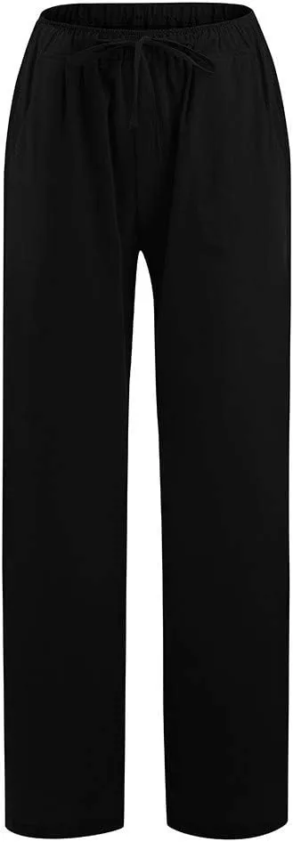 Business Casual Pants For Women Petite Lounge Long Workout Summer 2024 Trouser Wide Leg Pull On Linen Sweatpants