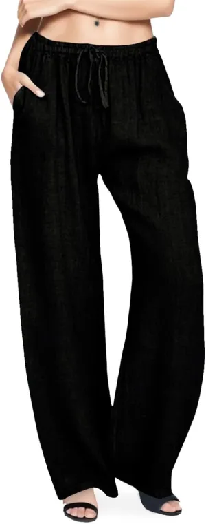 Business Casual Pants For Women Petite Lounge Long Workout Summer 2024 Trouser Wide Leg Pull On Linen Sweatpants