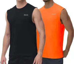 Cakulo Men's Workout Swim Sleeveless Shirts Quick Dry Beach Pool Tech Running Athletic Exercise Muscle Tank Top Big and Tall