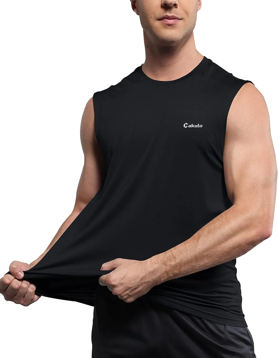 Cakulo Men's Workout Swim Sleeveless Shirts Quick Dry Beach Pool Tech Running Athletic Exercise Muscle Tank Top Big and Tall