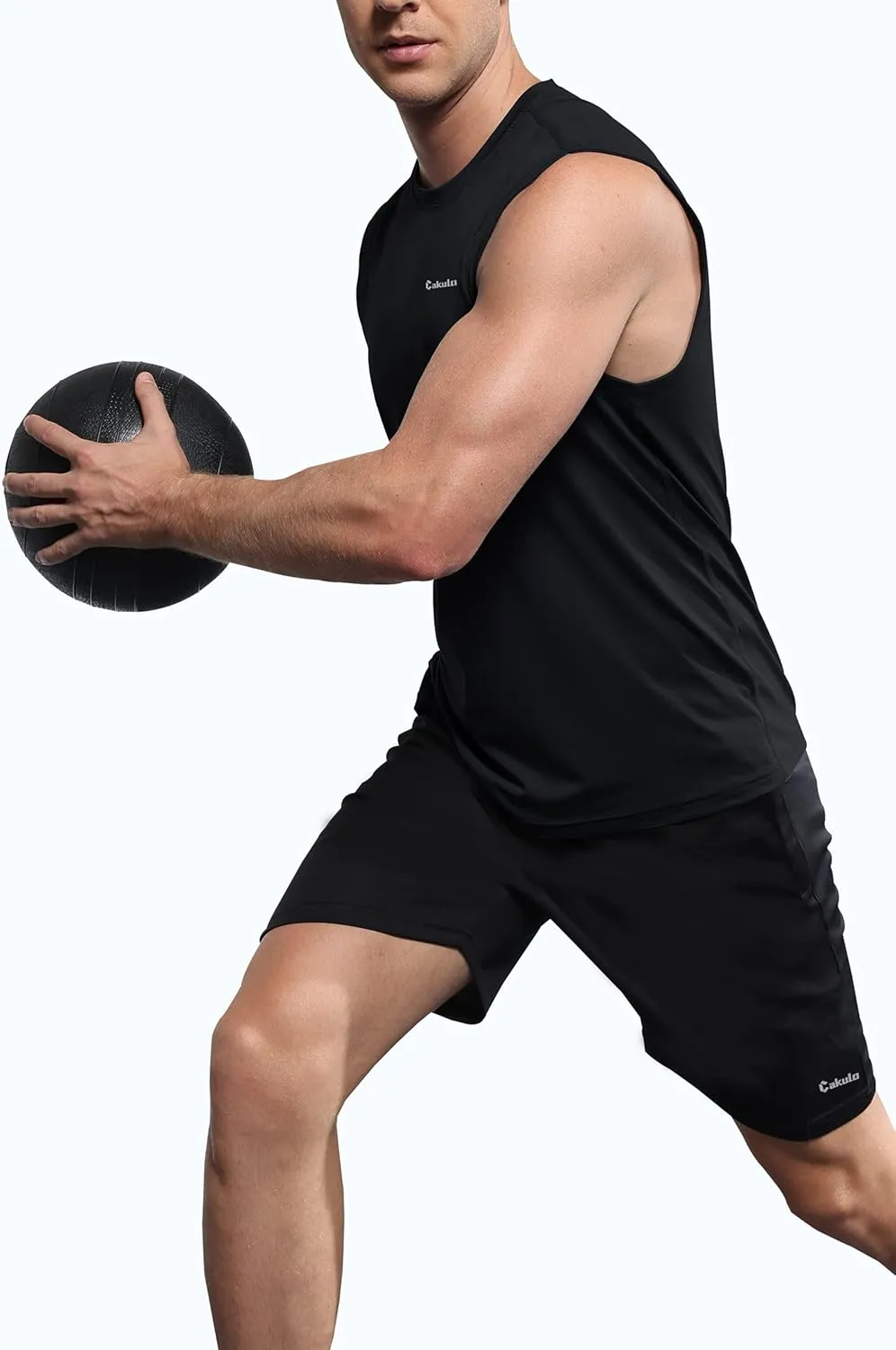 Cakulo Men's Workout Swim Sleeveless Shirts Quick Dry Beach Pool Tech Running Athletic Exercise Muscle Tank Top Big and Tall