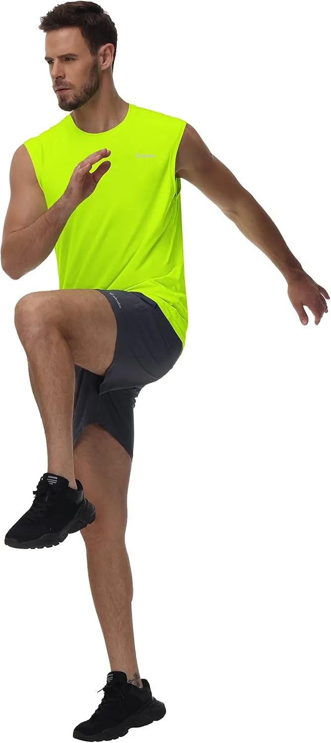 Cakulo Men's Workout Swim Sleeveless Shirts Quick Dry Beach Pool Tech Running Athletic Exercise Muscle Tank Top Big and Tall