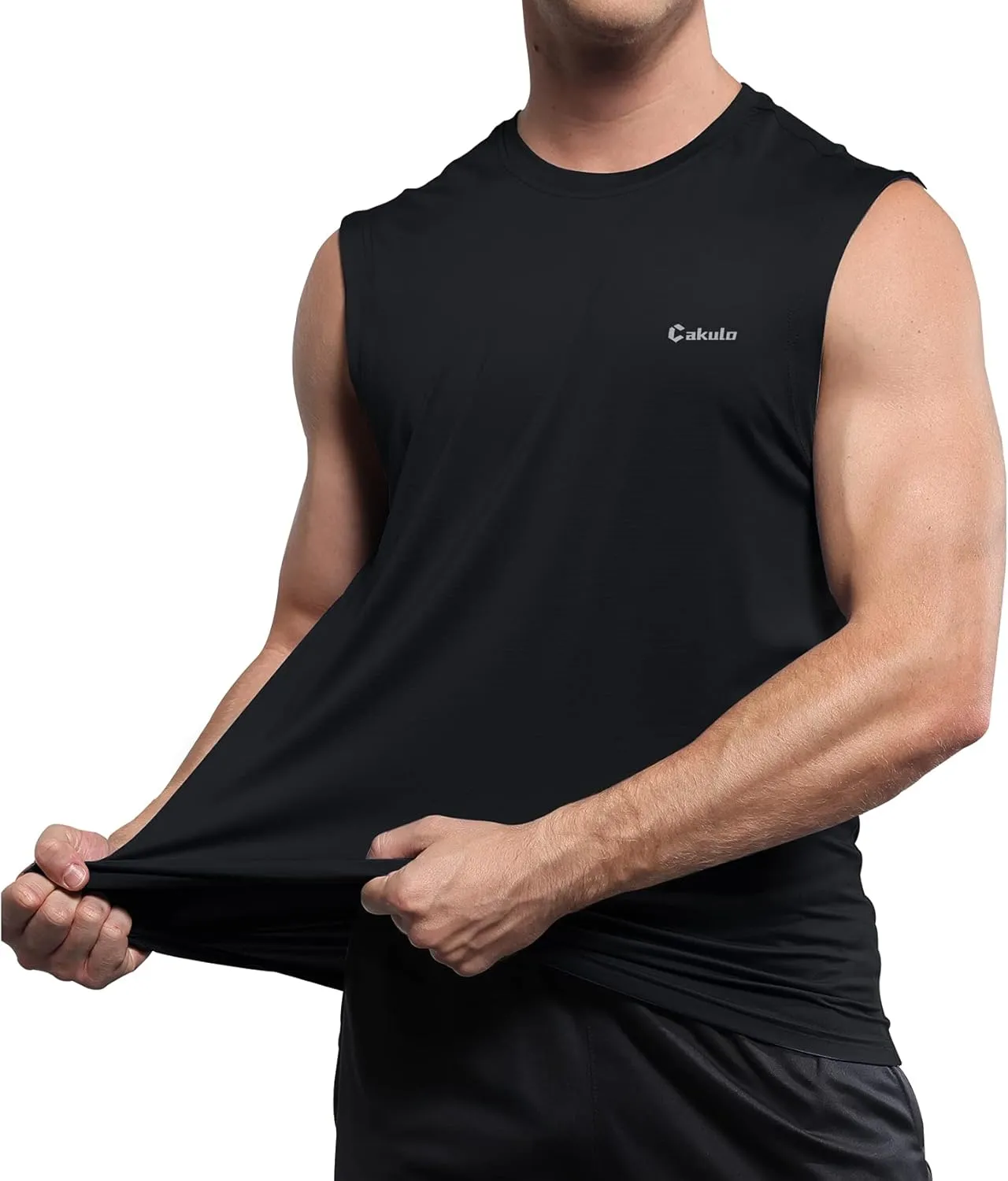 Cakulo Men's Workout Swim Sleeveless Shirts Quick Dry Beach Pool Tech Running Athletic Exercise Muscle Tank Top Big and Tall