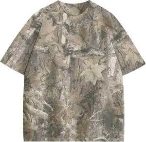 Camo Oversized Shirt Y2k Crewneck Maple Leaf Printed Short Sleeve Unisex Summer Graphic Tees