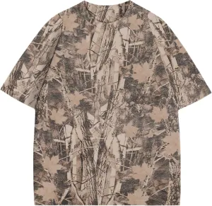 Camo Oversized Shirt Y2k Crewneck Maple Leaf Printed Short Sleeve Unisex Summer Graphic Tees
