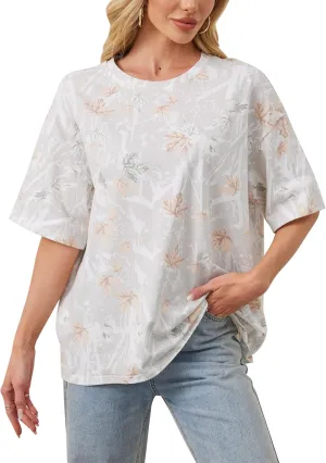 Camo Shirt Women Men Oversized Maple Leaf T Shirts Graphic Baggy Shirts Tops Crewneck Short Sleeve Tees Streetwear