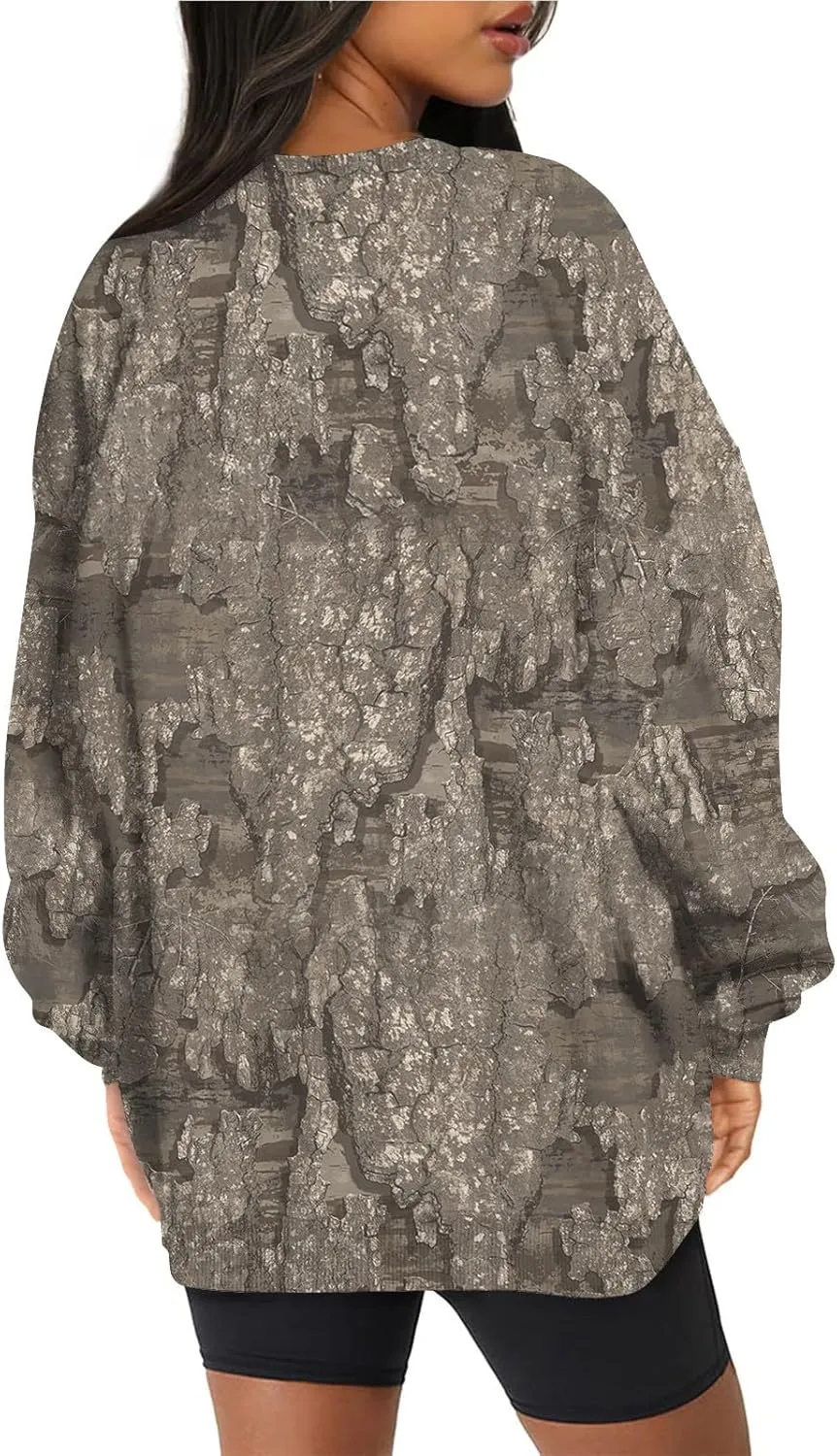 Camo Sweatshirt for Women Maple-Leaf Print Camo Crewneck Sweatshirts Long Sleeve Oversized Sweater Pullover Casual Tops