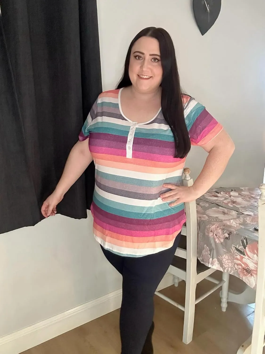 CARCOS Plus Size Tops for Women Button Up Henley Shirts Short Sleeve Summer T-Shirts V/Crewneck Casual Trendy Tunics XL-5XL