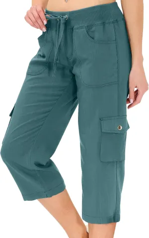 Cargo Pants Women Hiking Loose Fit Casual Capris Pants Dressy Lightweight Ladies Baggy Cargo Short with Pockets