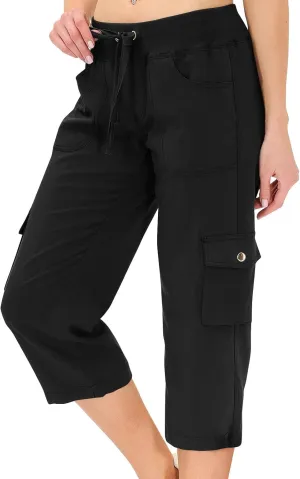 Cargo Pants Women Hiking Loose Fit Casual Capris Pants Dressy Lightweight Ladies Baggy Cargo Short with Pockets