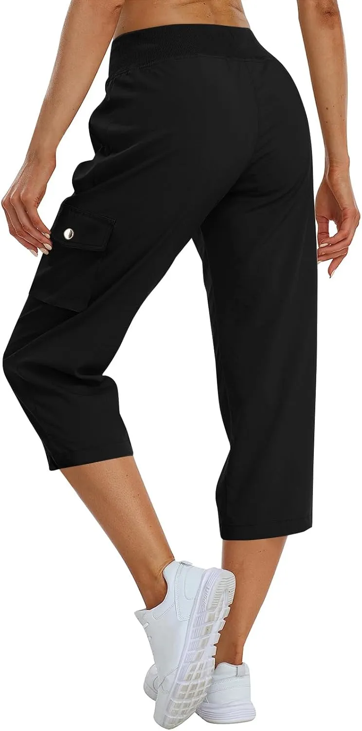 Cargo Pants Women Hiking Loose Fit Casual Capris Pants Dressy Lightweight Ladies Baggy Cargo Short with Pockets