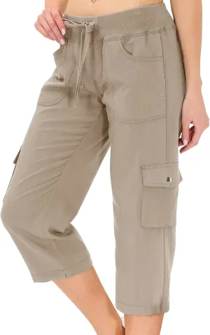 Cargo Pants Women Hiking Loose Fit Casual Capris Pants Dressy Lightweight Ladies Baggy Cargo Short with Pockets