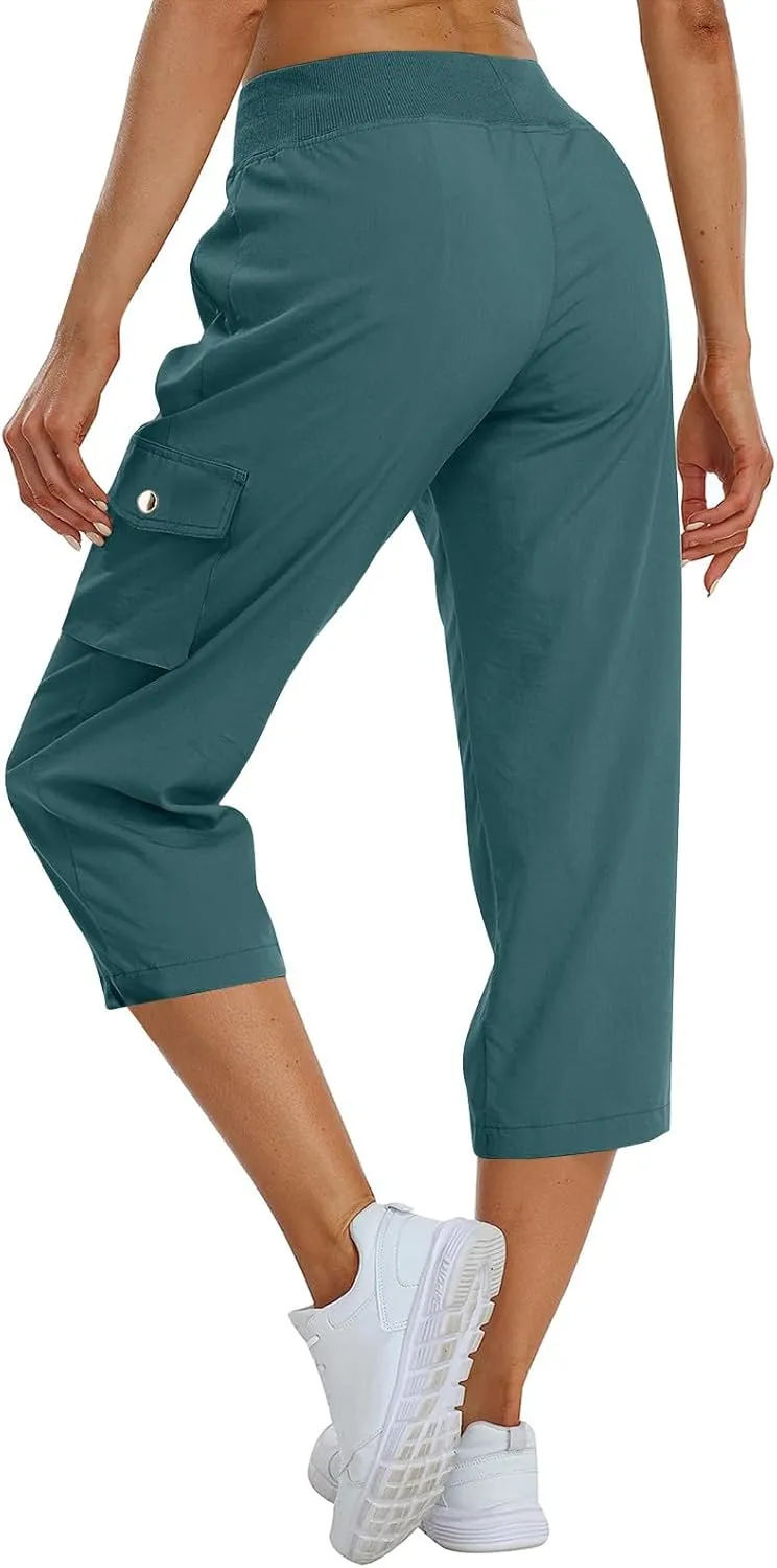 Cargo Pants Women Hiking Loose Fit Casual Capris Pants Dressy Lightweight Ladies Baggy Cargo Short with Pockets