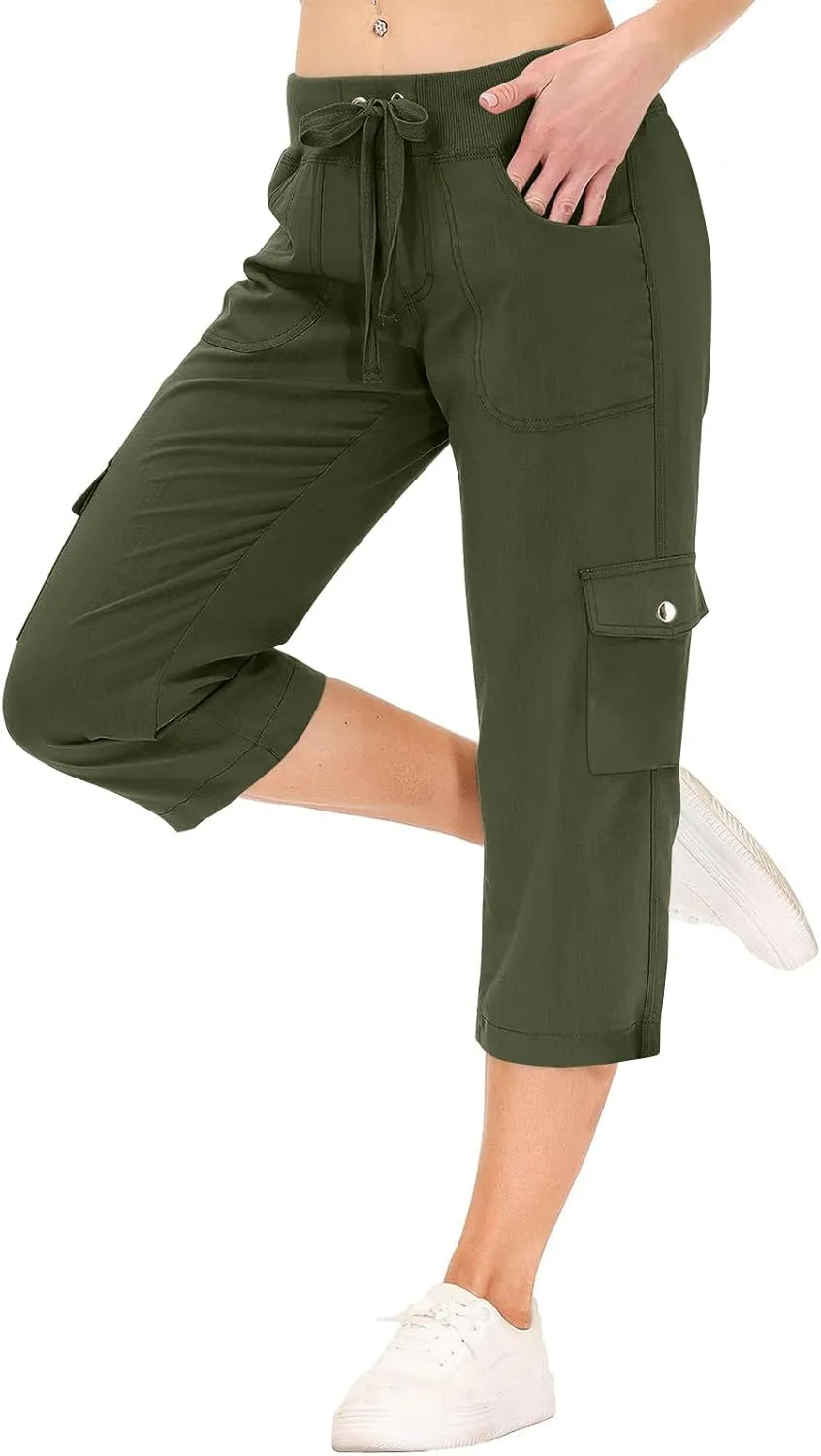 Cargo Pants Women Hiking Loose Fit Casual Capris Pants Dressy Lightweight Ladies Baggy Cargo Short with Pockets