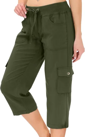 Cargo Pants Women Hiking Loose Fit Casual Capris Pants Dressy Lightweight Ladies Baggy Cargo Short with Pockets