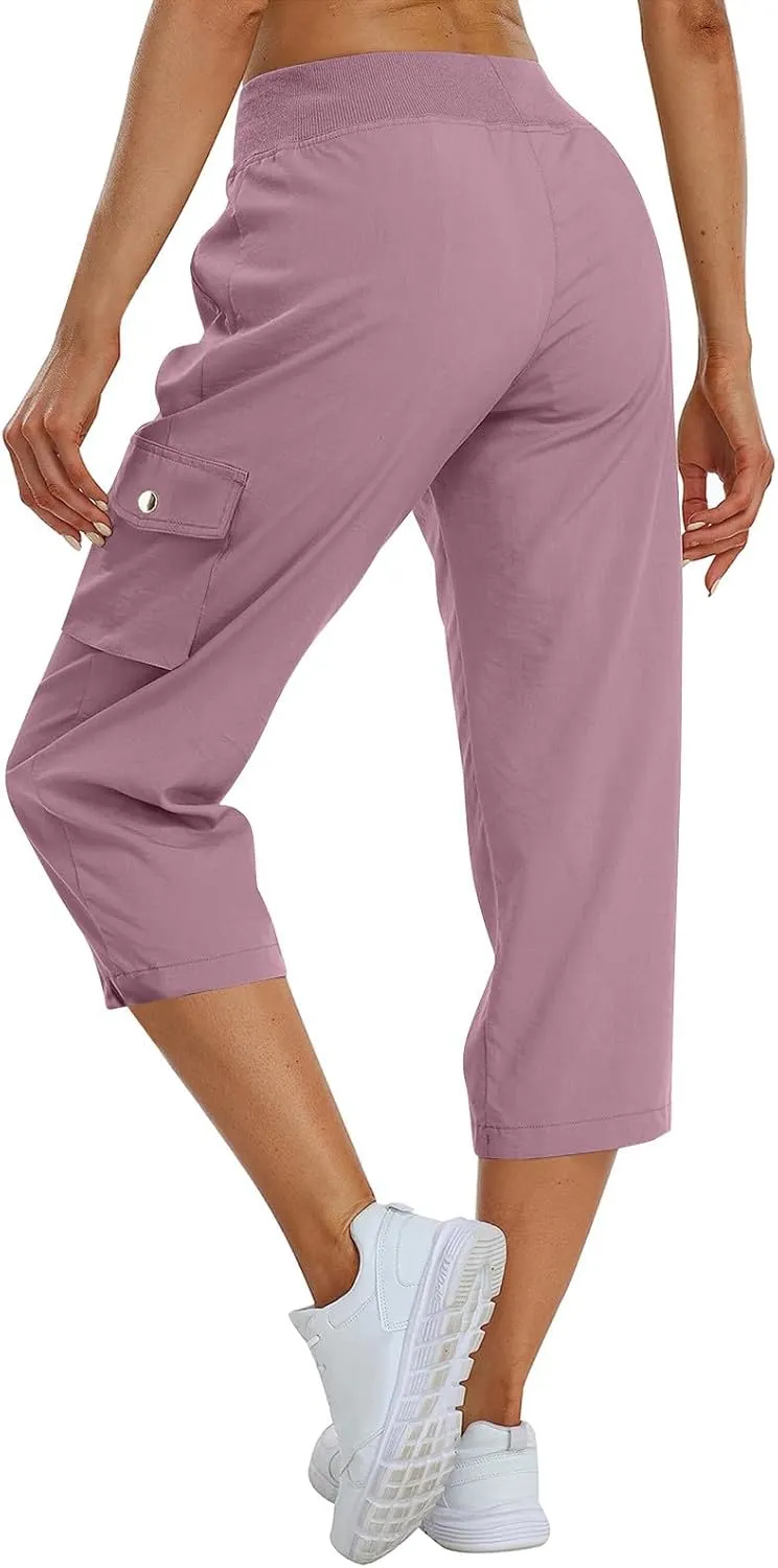 Cargo Pants Women Hiking Loose Fit Casual Capris Pants Dressy Lightweight Ladies Baggy Cargo Short with Pockets