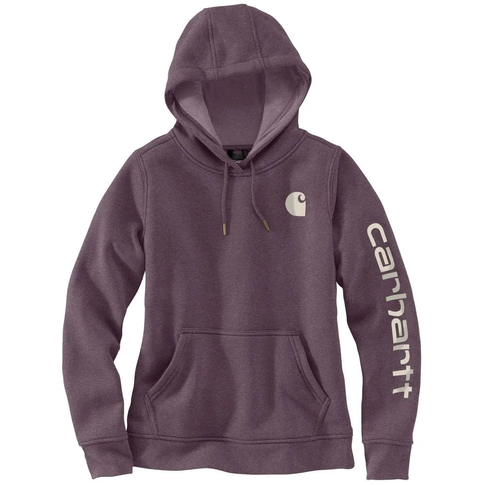 'Carhartt' Women's Clarksburg Sleeve Logo Hoodie - Blackberry Heather