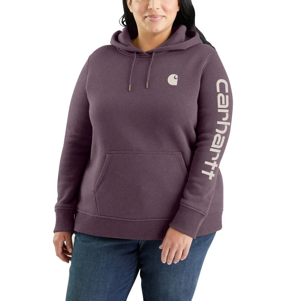 'Carhartt' Women's Clarksburg Sleeve Logo Hoodie - Blackberry Heather