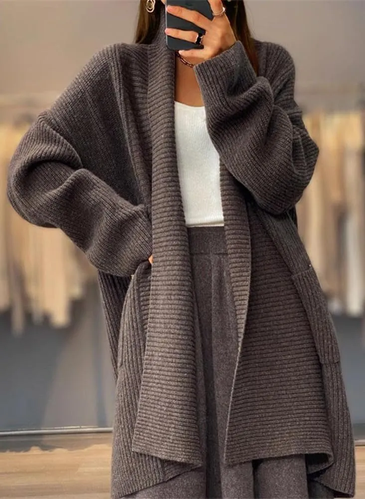 chouyatou Women's Chunky Open Front Long Cardigan Lightweight Long Sleeve Coatigan Sweater