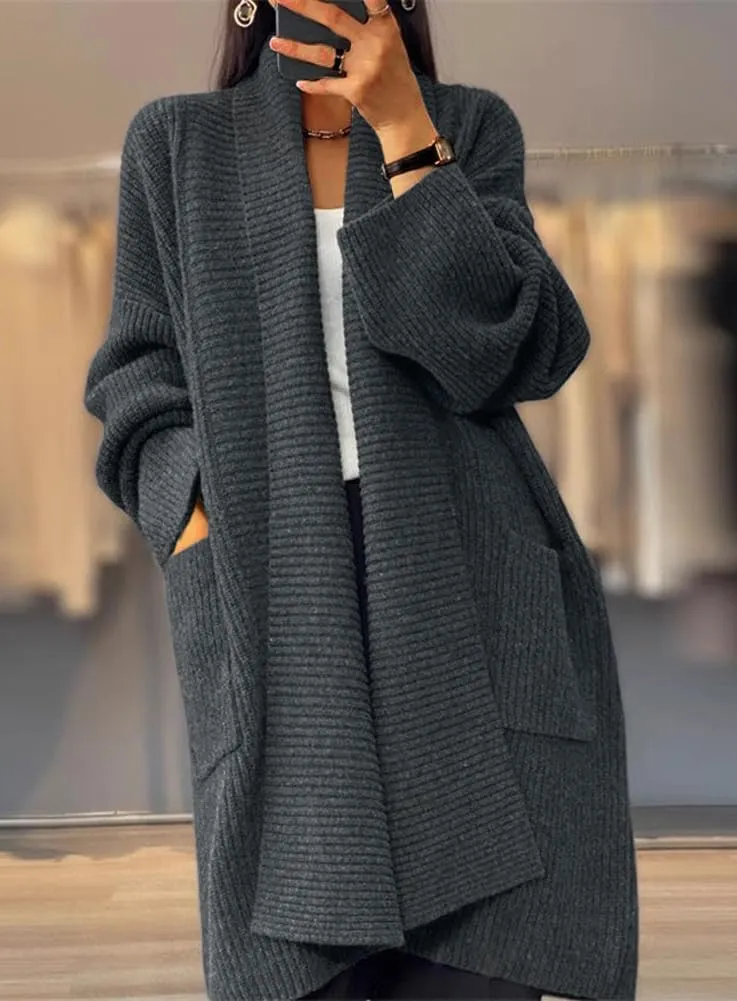 chouyatou Women's Chunky Open Front Long Cardigan Lightweight Long Sleeve Coatigan Sweater