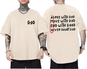 Christian Shirts for Men Inspirational God Faith Jesus Shirt Vintage Oversized Graphic T-Shirts Agree with God Tops