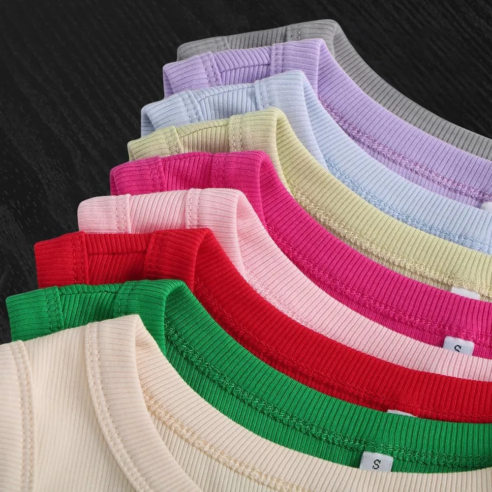 Chulianyouhuo Women's Ribbed Knit Tank Tops Crewneck Sleeveless Slim Fitted Shirts Summer Casual Basic Tanks Tee Shirts