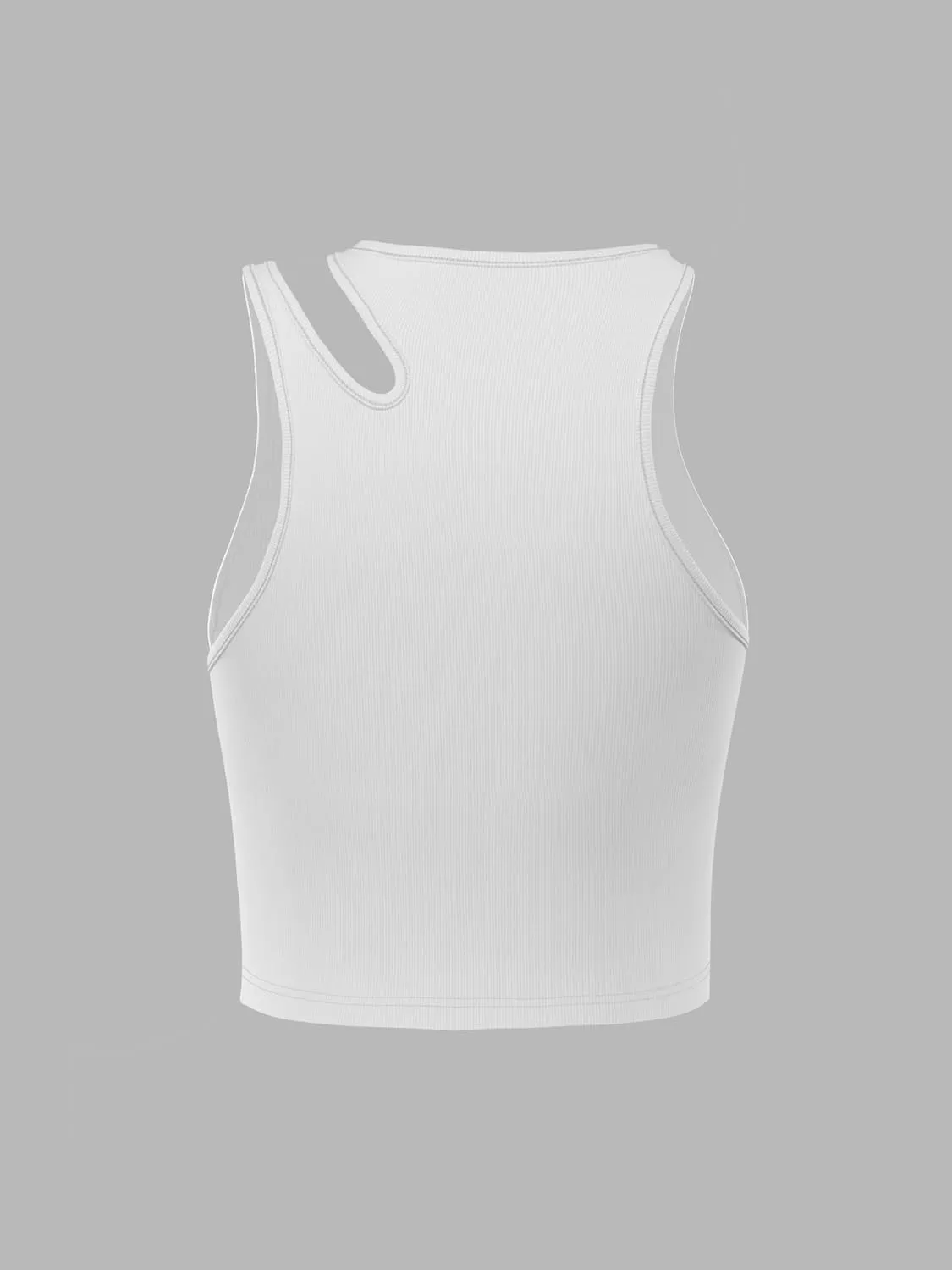 CIDER Women's Cut Out Tops Asymmetrical Neck Sleeveless Crop Tank Tops Slim Fitted Ribbed Tee Trendy Y2K Outfits