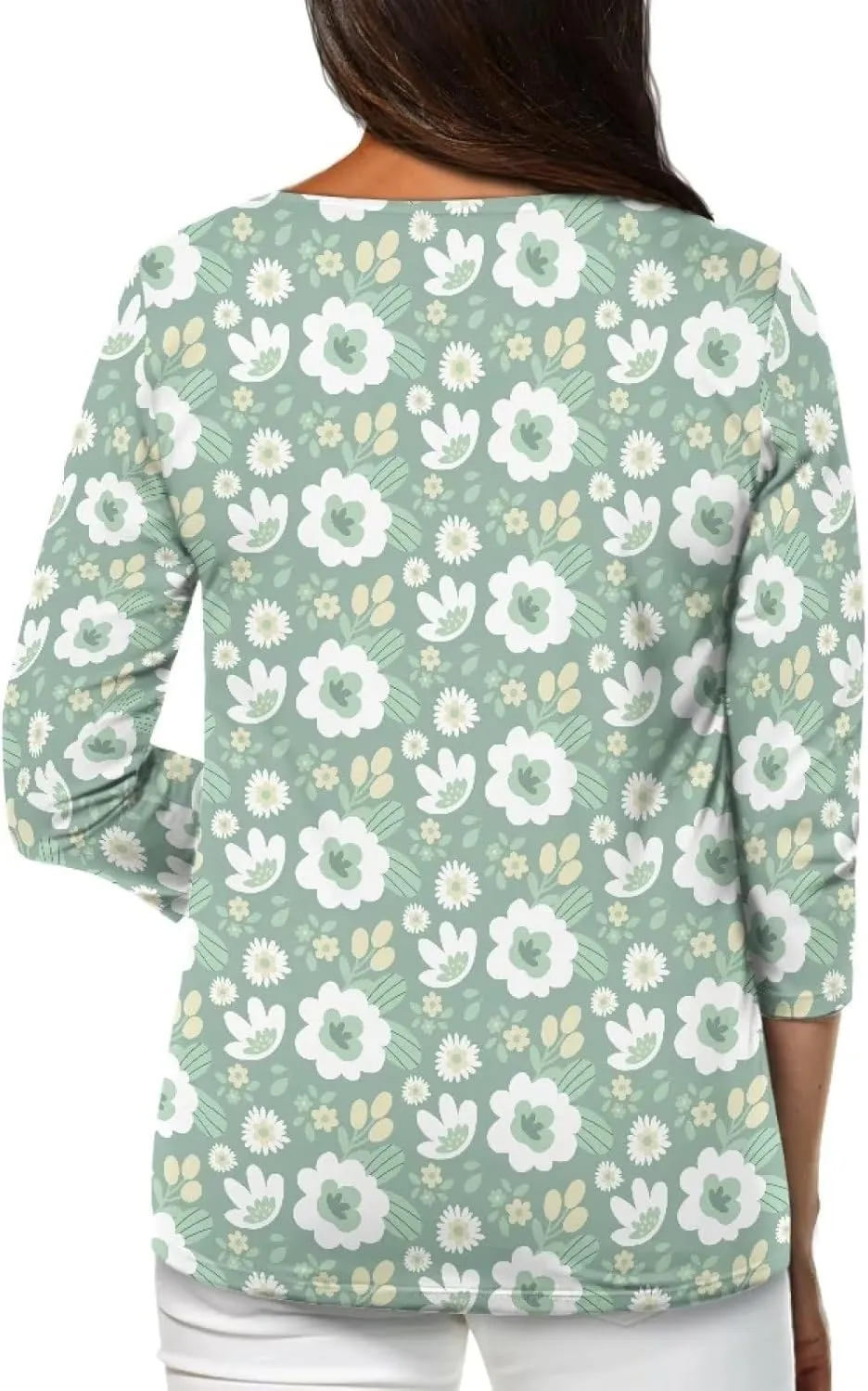 Coloranimal Three-Quarter Sleeve Shirts for Womens Tops Summer 3/4 Sleeve Y2K T Shirts Tee S-2XL