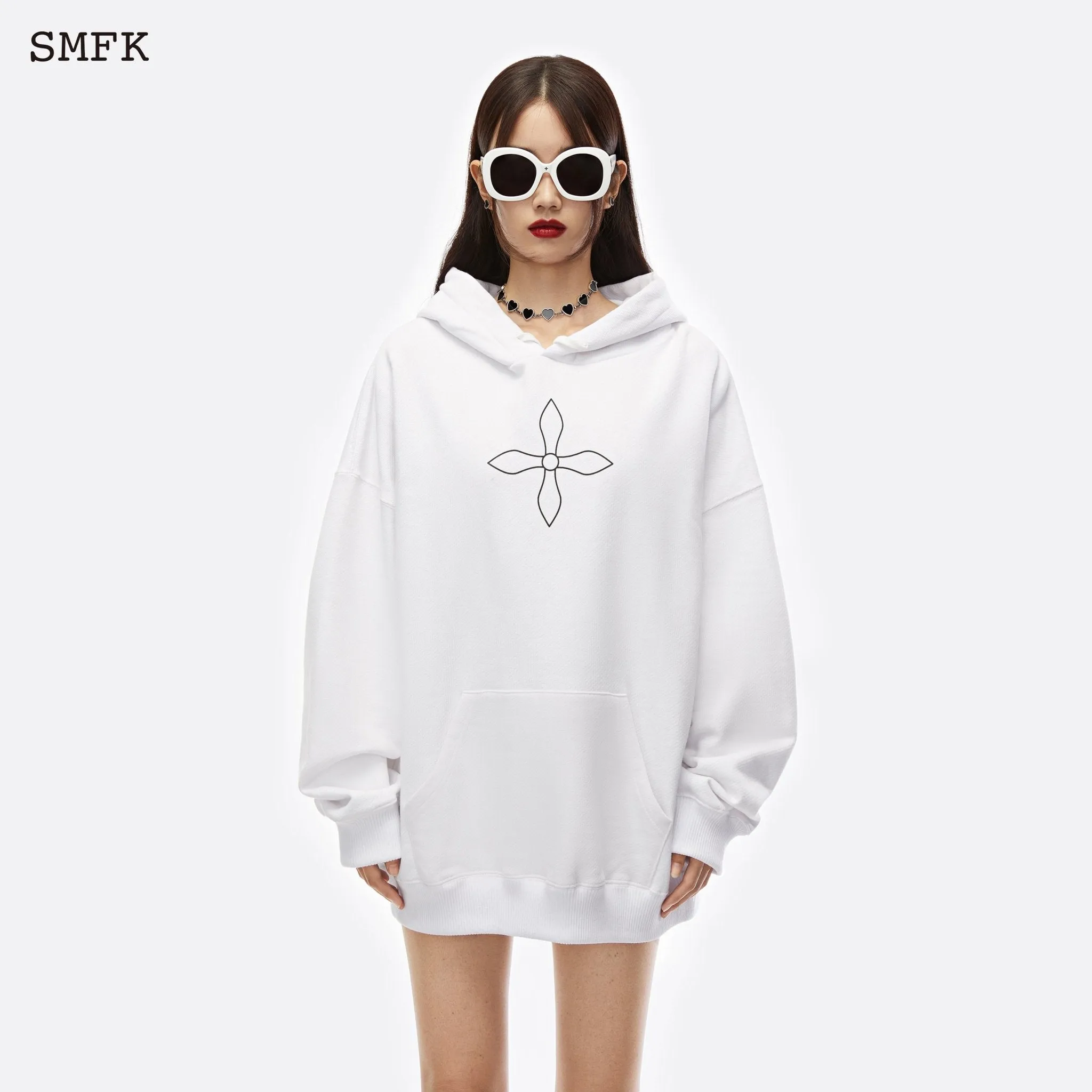 Compass Cross Classic Hoodie Sky White