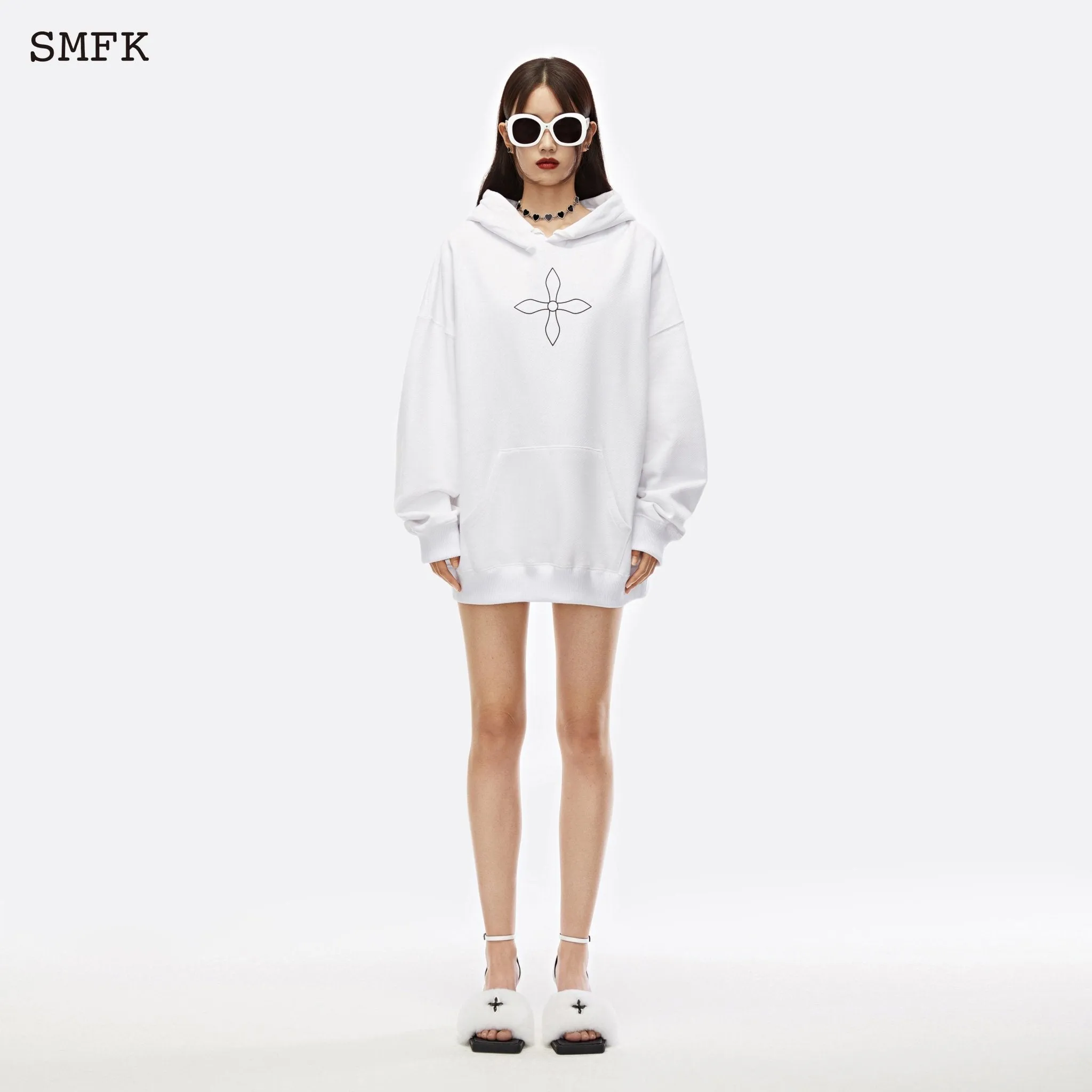 Compass Cross Classic Hoodie Sky White