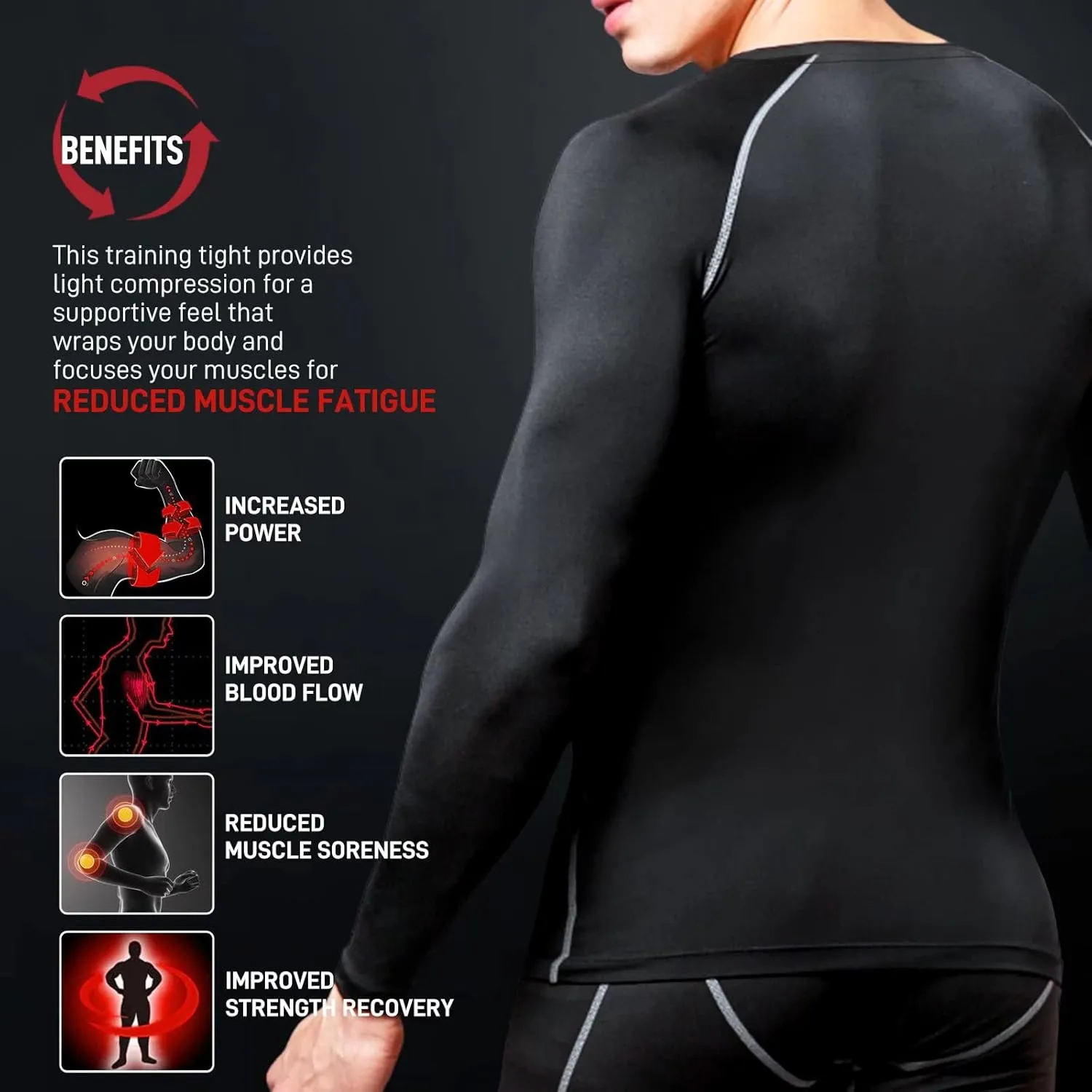 Compression Shirts for Men Long Sleeve Workout Shirts Mens UPF 50  Running Cycling Base Layer Top,Sweat Wicking Cool
