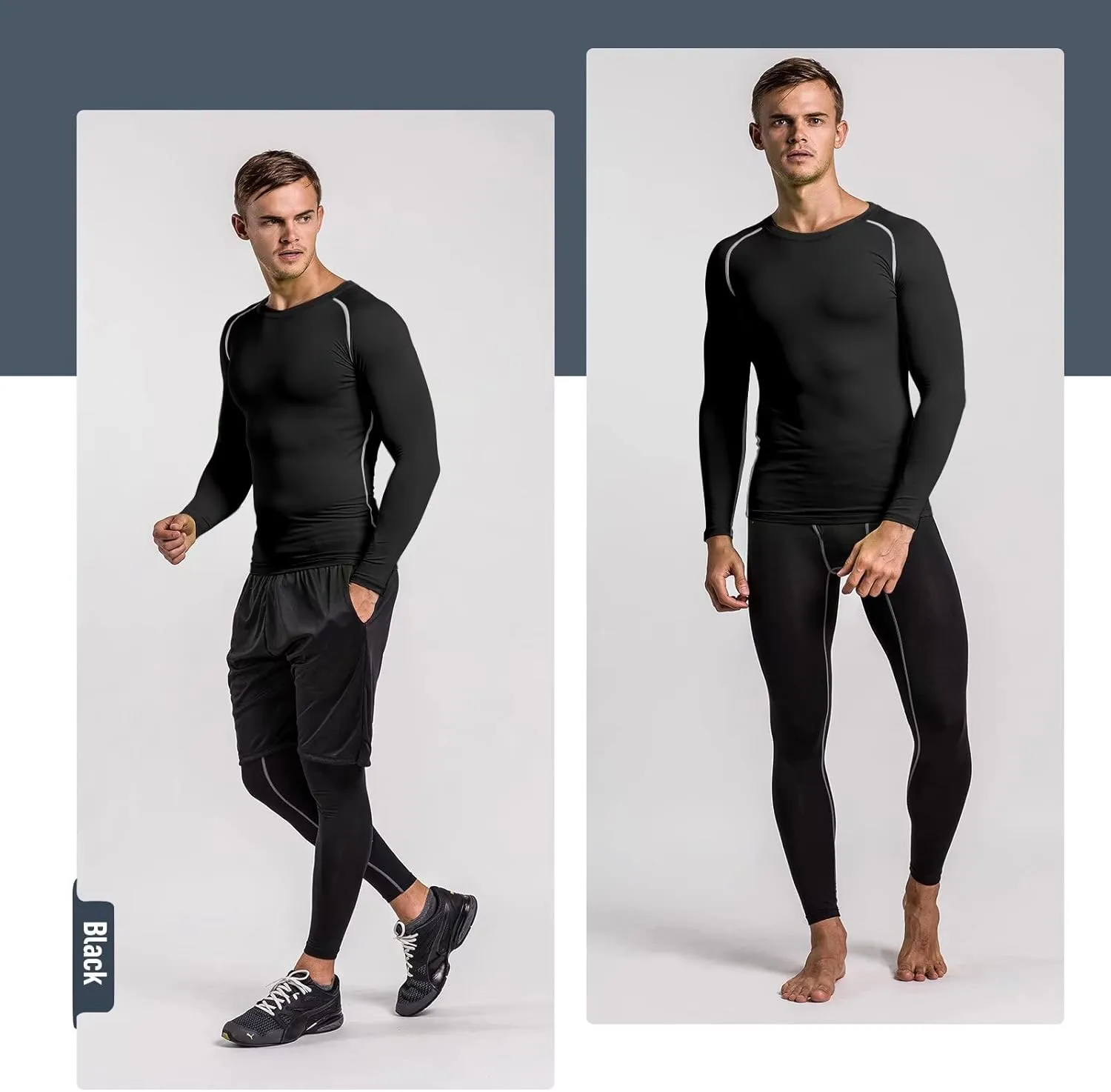 Compression Shirts for Men Long Sleeve Workout Shirts Mens UPF 50  Running Cycling Base Layer Top,Sweat Wicking Cool