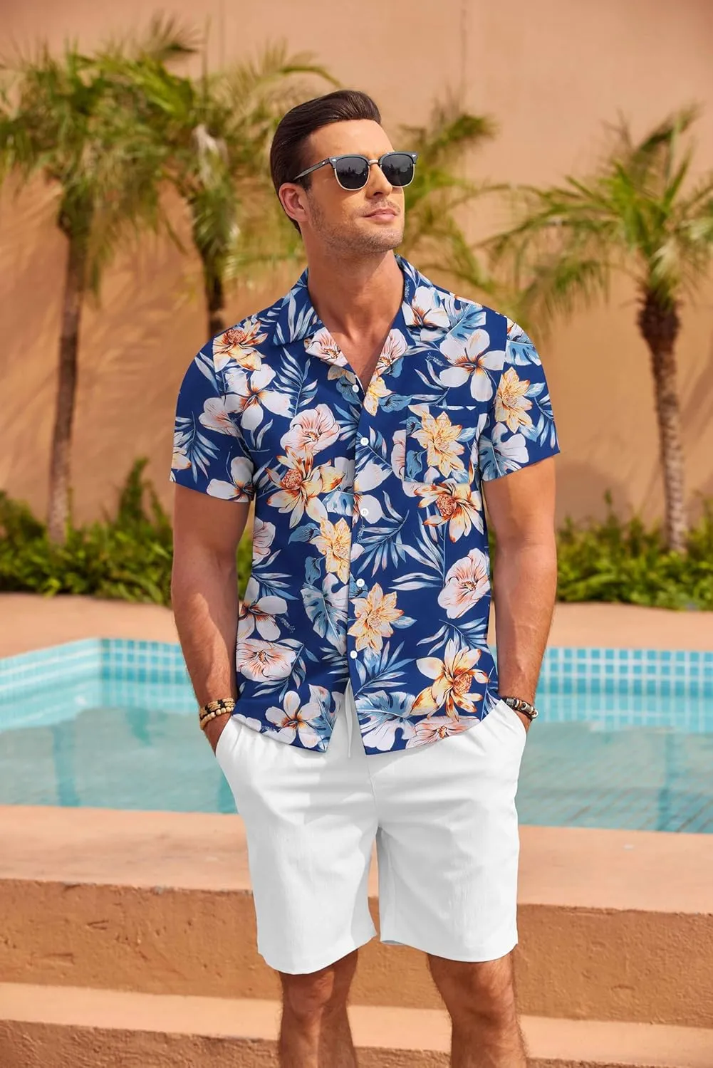 COOFANDY Mens Hawaiian Shirt Short Sleeve Floral Button Down Shirts Tropical Summer Beach Shirts Camp Collar Shirt