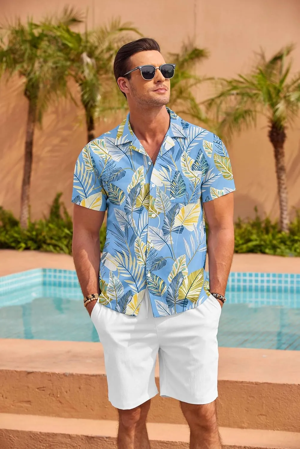 COOFANDY Mens Hawaiian Shirt Short Sleeve Floral Button Down Shirts Tropical Summer Beach Shirts Camp Collar Shirt