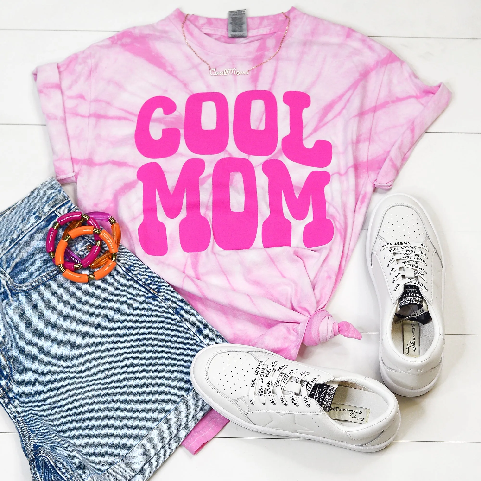 Cool Mom Graphic Shirt (Pink TieDye)