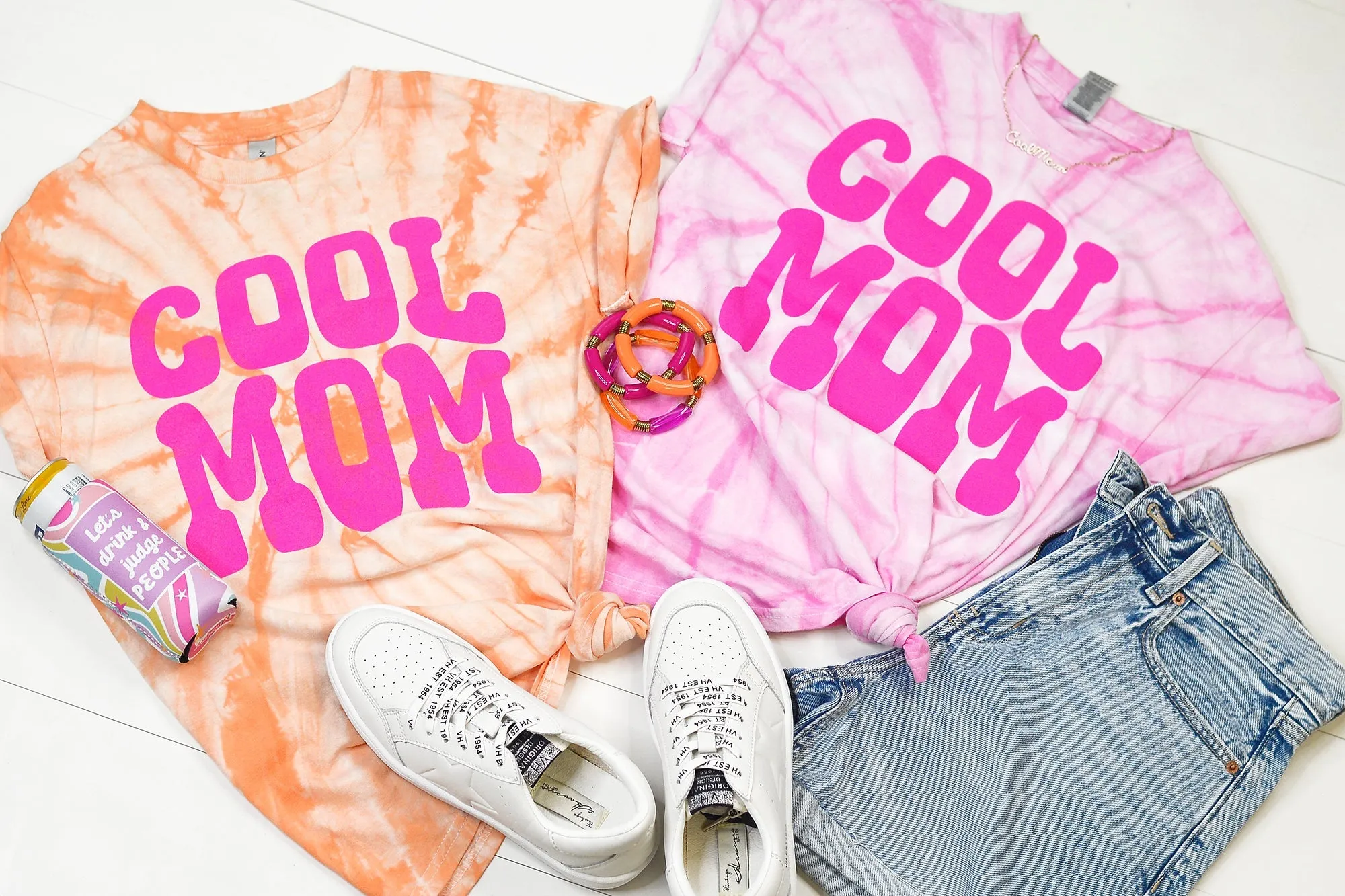 Cool Mom Graphic Shirt (Pink TieDye)