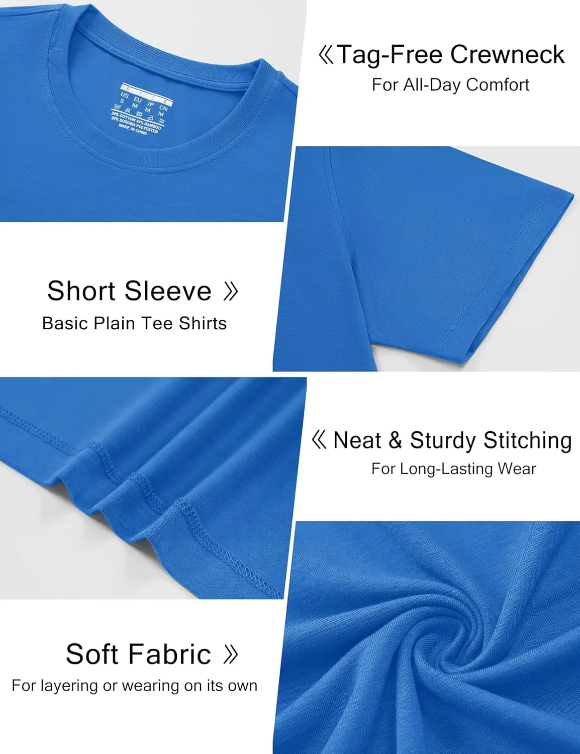 Cotrasen Mens T-Shirts Short Sleeve Cotton UPF 50  Lightweight Moisture Wicking Cooling Casual Crew Neck Basic Tee Shirts
